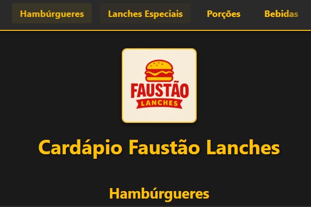 Projeto de cardápio para Faustão Lanches