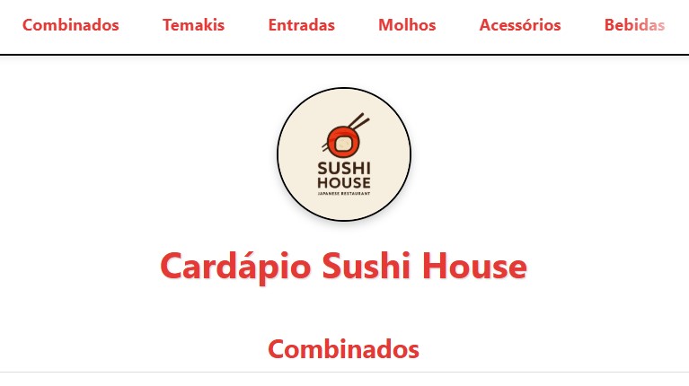 Projeto de menu para Sushi House